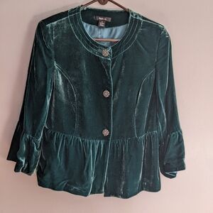 Style & Co Velvet Jacket with Filigree Buttons Bell Sleeves 12